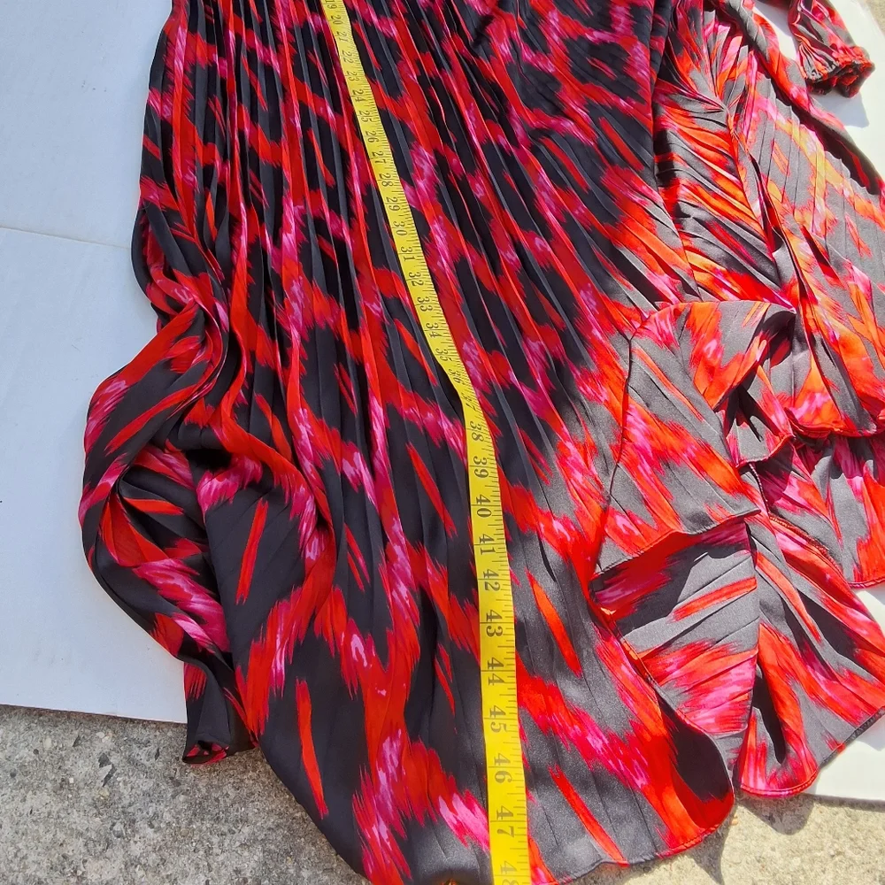 Scoop Plus Size 16/18 Red Black Ikat Midi Dress Belted Boho Long Sleeve - Picture 10 of 11